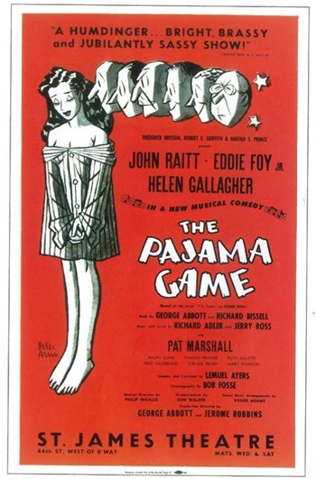 The Pajama Game Movie Poster featuring vibrant Broadway artwork.