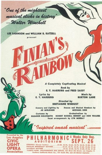 Finian's Rainbow Broadway Movie Poster featuring vibrant colors.
