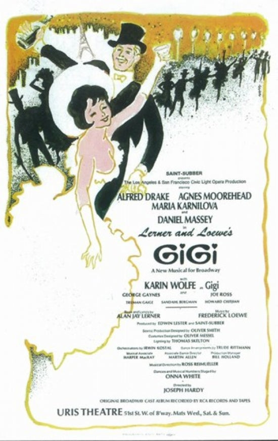 Gigi Broadway Movie Poster Print featuring vibrant artwork.