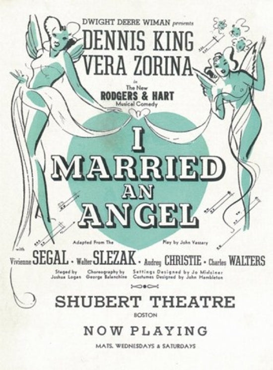 I Married An Angel Broadway movie poster print