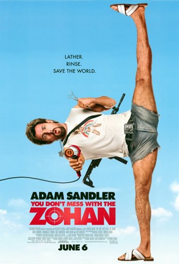 You Don't Mess With The Zohan movie poster featuring vibrant colors and dynamic imagery.