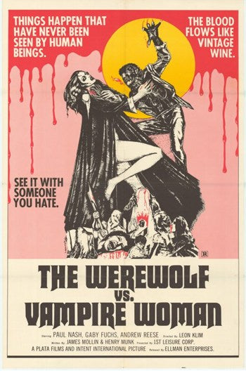 Werewolf vs. the Vampire Women Movie Poster Print featuring iconic horror imagery.