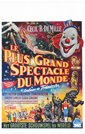 The Greatest Show on Earth movie poster print featuring classic circus imagery.