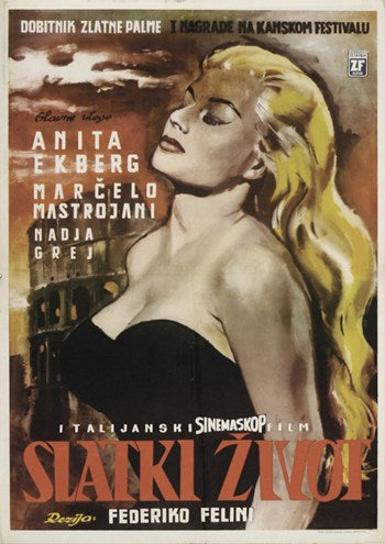 La Dolce Vita Movie Poster Print showcasing classic cinema art.