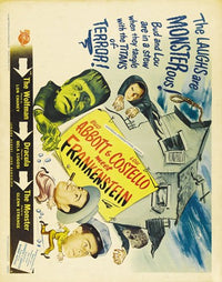 Bud Abbott and Lou Costello Meet Frankenstein movie poster featuring classic comedic artwork.
