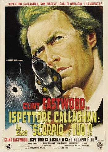 Dirty Harry Movie Poster Print featuring iconic film imagery.