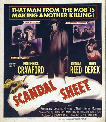 Scandal Sheet Movie Poster Print showcasing classic film noir aesthetics.
