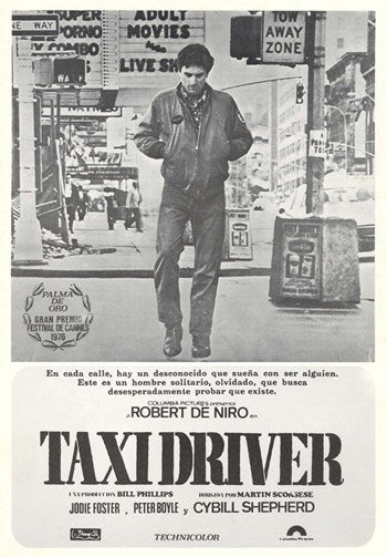 Taxi Driver Movie Poster Print showcasing iconic film imagery.