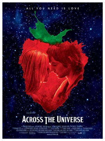 Across the Universe movie poster print showcasing colorful design.