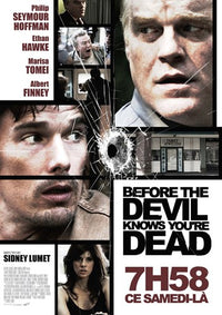 Before the Devil Knows You're Dead Movie Poster featuring dramatic artwork.