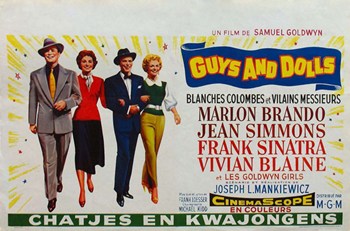 Guys and Dolls Movie Poster Print featuring vibrant Broadway design.