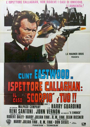 Dirty Harry Movie Poster featuring Clint Eastwood as Harry Callahan.