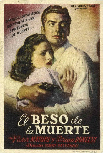 The Kiss of Death Movie Poster Print showcasing suspenseful cinema art.