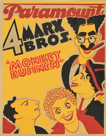Monkey Business Movie Poster Print showcasing vibrant colors and playful design.