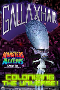 Monsters vs. Aliens Style G Movie Poster featuring colorful animated characters.