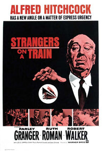 Strangers on a Train Movie Poster Print showcasing iconic film imagery.