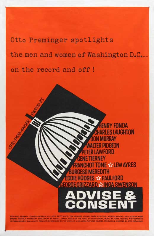 Advise and Consent Movie Poster Print showcasing classic film drama.