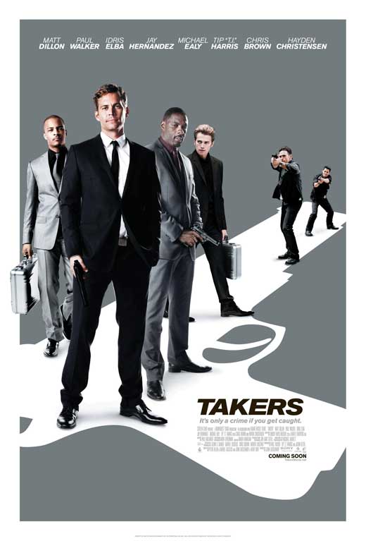 Takers Movie Poster Print showcasing thrilling design and vibrant colors.