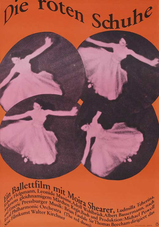 The Red Shoes Movie Poster Print featuring classic ballet film art.