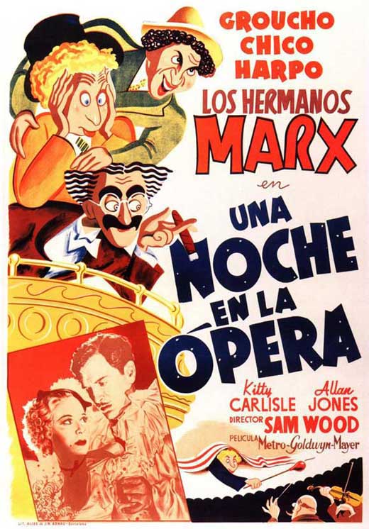 A Night at the Opera Movie Poster Print showcasing the Marx Brothers in a classic film scene.