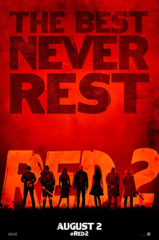 RED 2 Movie Poster featuring action-packed imagery.