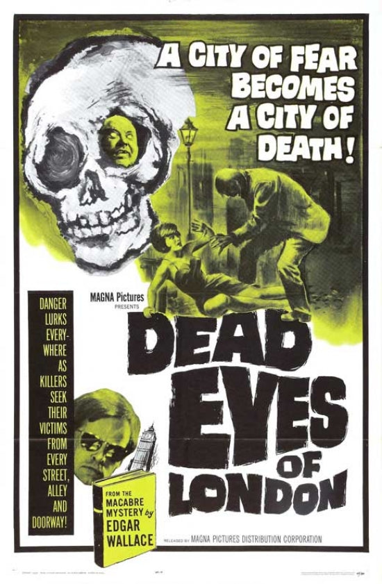 Dead Eyes of London Movie Poster Print showcasing suspenseful film imagery.