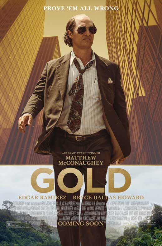 Gold Movie Poster Print showcasing classic cinematic artwork.