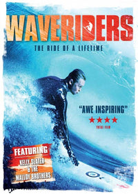 Waveriders Movie Poster Print showcasing vibrant ocean waves and surfing action.