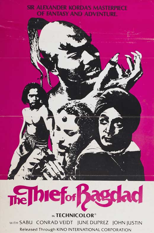 The Thief of Bagdad Movie Poster Print showcasing vibrant scenes and classic film elements.