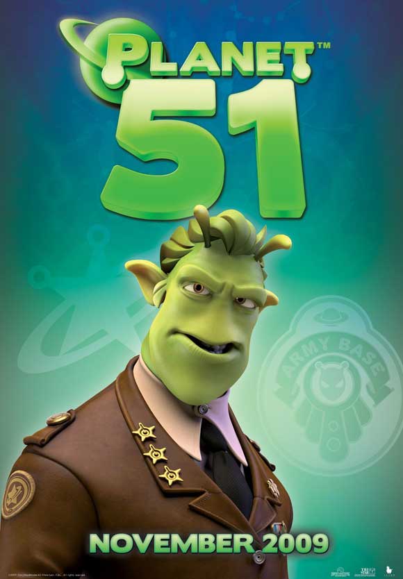 Planet 51 Movie Poster Print featuring colorful alien characters and adventure theme.