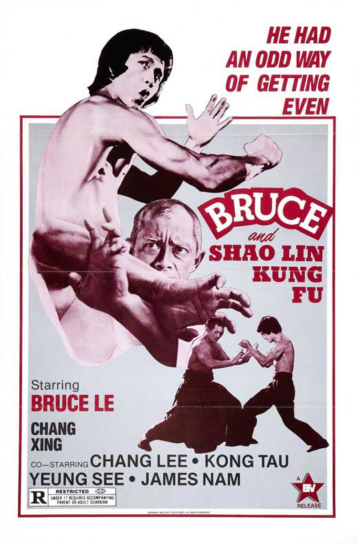 Bruce and Shao-lin Kung Fu Movie Poster Print featuring iconic martial arts action.