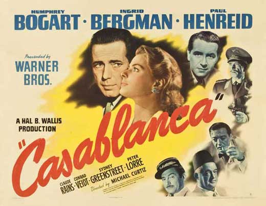 Casablanca Movie Poster Print featuring iconic film imagery.