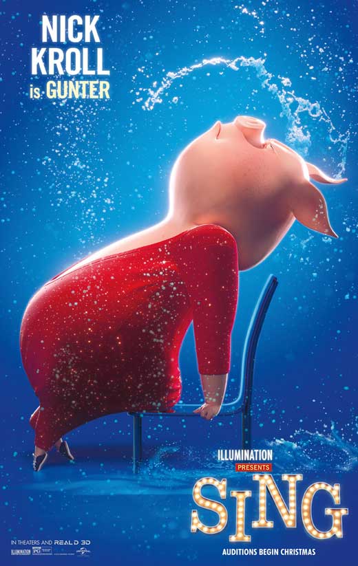 Sing Movie Poster Print featuring vibrant characters from the animated film.