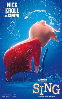 Sing Movie Poster Print featuring vibrant characters from the animated film.