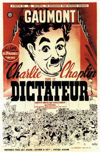 The Great Dictator Movie Poster Print featuring Charlie Chaplin's iconic imagery.