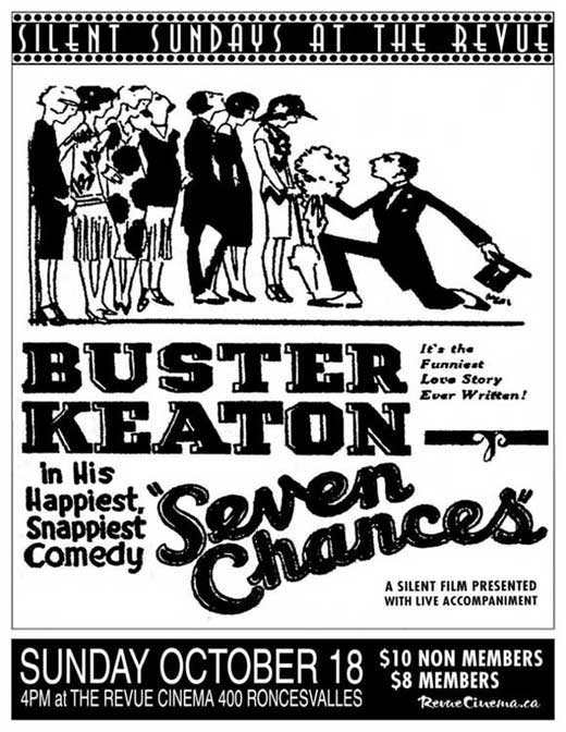 Seven Chances Movie Poster Print featuring classic cinema design.