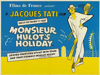 Mr. Hulot's Holiday Movie Poster Print featuring whimsical seaside scenes.