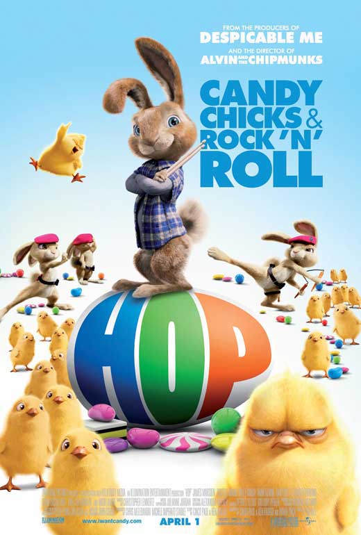 Hop Movie Poster Print featuring colorful characters in a whimsical design.
