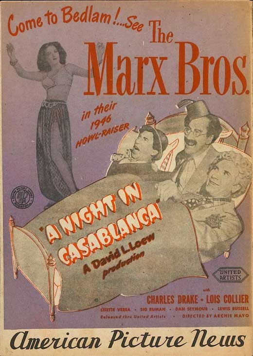 A Night in Casablanca Movie Poster Print showcasing classic film art.