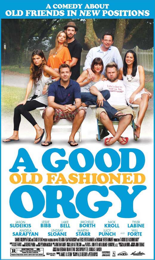 A Good Old Fashioned Orgy Movie Poster Print featuring colorful design