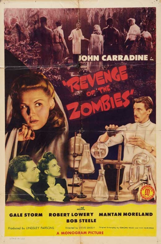 Revenge of the Zombies Movie Poster Print showcasing vintage horror film aesthetics.