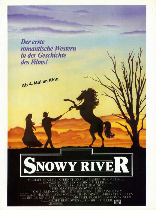 Man from Snowy River Movie Poster Print featuring stunning landscape art.