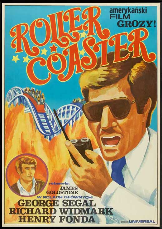 Rollercoaster Movie Poster Print featuring thrilling amusement park scenes.