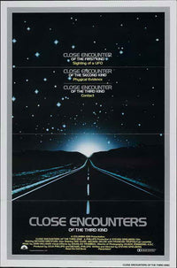 Close Encounters of the Third Kind Movie Poster Print featuring iconic UFO imagery.