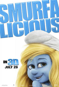 The Smurfs Movie Poster Print featuring beloved blue characters.