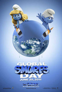 The Smurfs Movie Poster Print featuring charming blue characters.