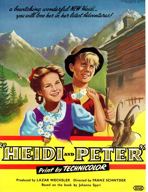 Heidi and Peter Movie Poster Print featuring classic childhood adventure.