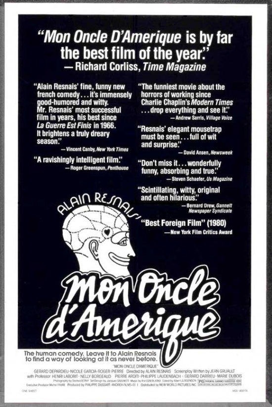 Mon Oncle d'Amerique Movie Poster Print featuring vibrant colors and iconic design.