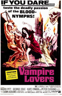 The Vampire Lovers Movie Poster Print featuring classic horror imagery.