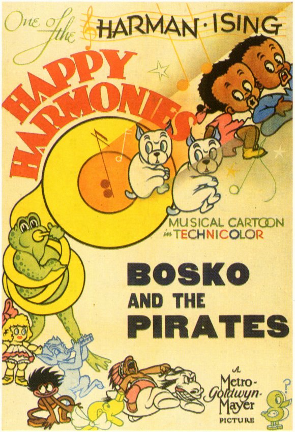 Bosko and the Pirates Movie Poster Print featuring vibrant colors and classic animation style.